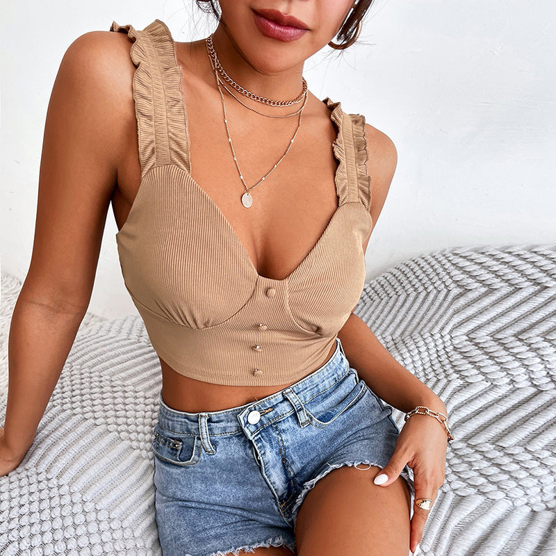 Cute two shoulder Khaki brown top - Flowy, Compfy, Perfect for everyday summer style.